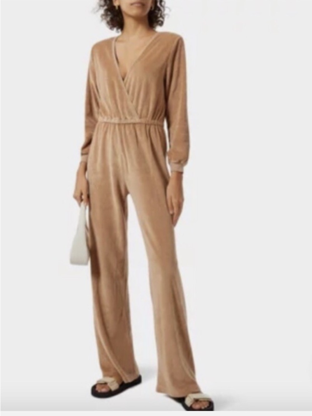 Suzi Kondi Dusty Rose Velour Wrap Jumpsuit Dress